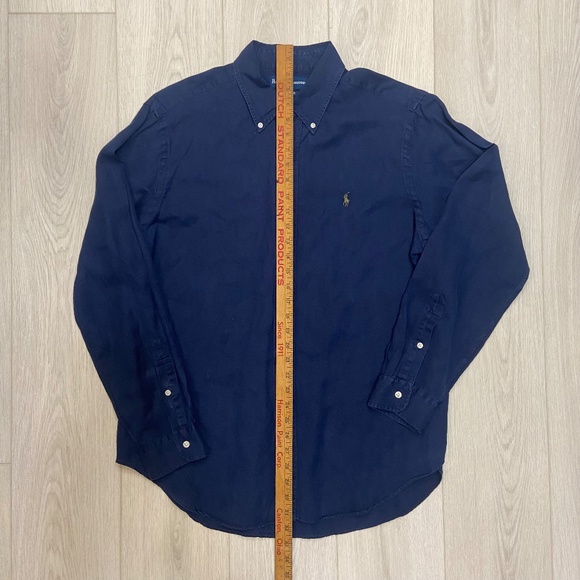 Polo Ralph Lauren Polo Shirt Men's Large Silk Linen Classic Fit Blue Button-Up - Picture 5 of 9